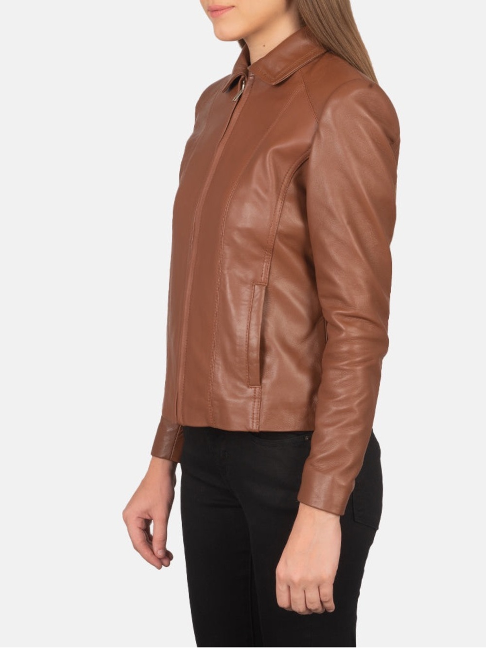 The Jacket Maker Colette Brown Genuine Leather Zip Front Jacket 2XL Lined - Picture 2 of 13
